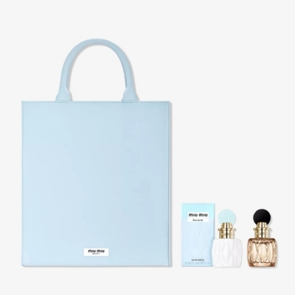 Miu Miu Sky Blue Tote Bag Gift Set With Two Miniature Eau de Parfums